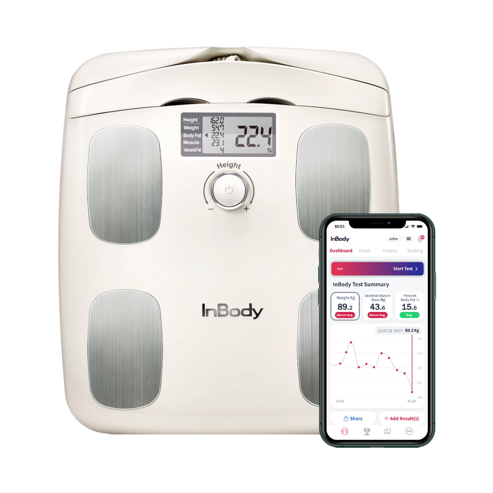 InBody H20N-Beige Smart Full Body Composition Analyzer Scale - Full Body  Digital Scale, BMI Measurement Tool, Body Fat Analyzer, Muscle Mass Inbody